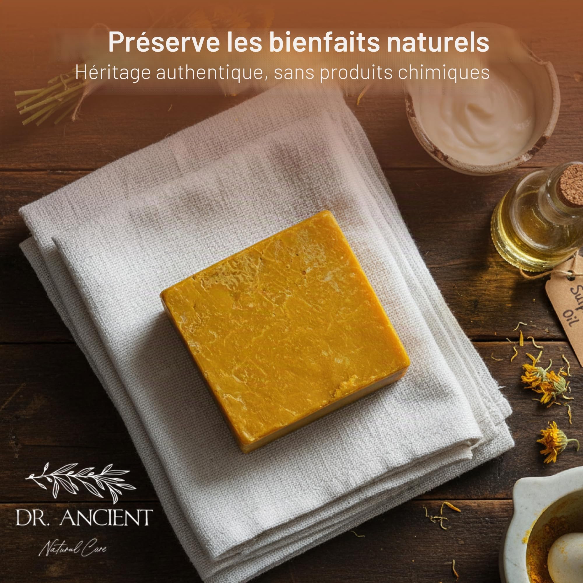 Dr.Ancient Barre de savon au soufre bio naturel végétalien traditionnel fait à la main antique - Savon naturel pur !