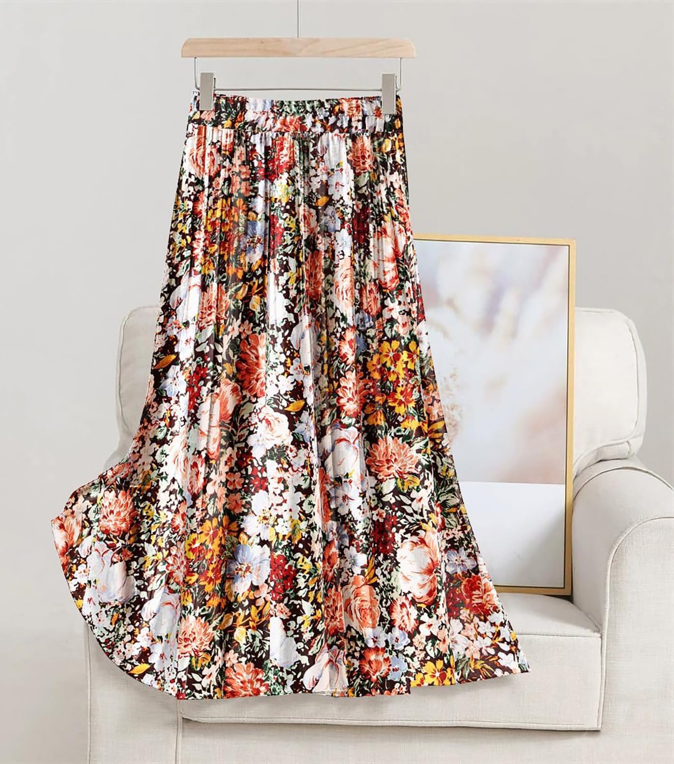 Gonna da donna con stampa leopardata lunga lunga elasticizzata in vita pieghettata una linea gonne Boho da donna