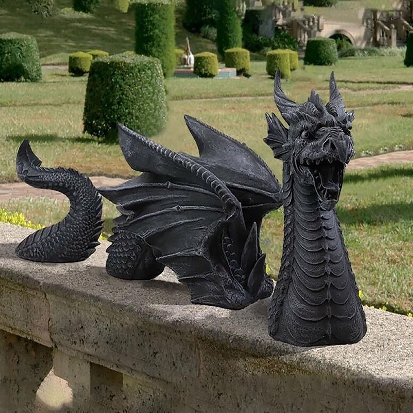 Amazon.co.jp: 大型ドラゴンゴシックガーデン装飾像、城堀芝生ドラゴン
