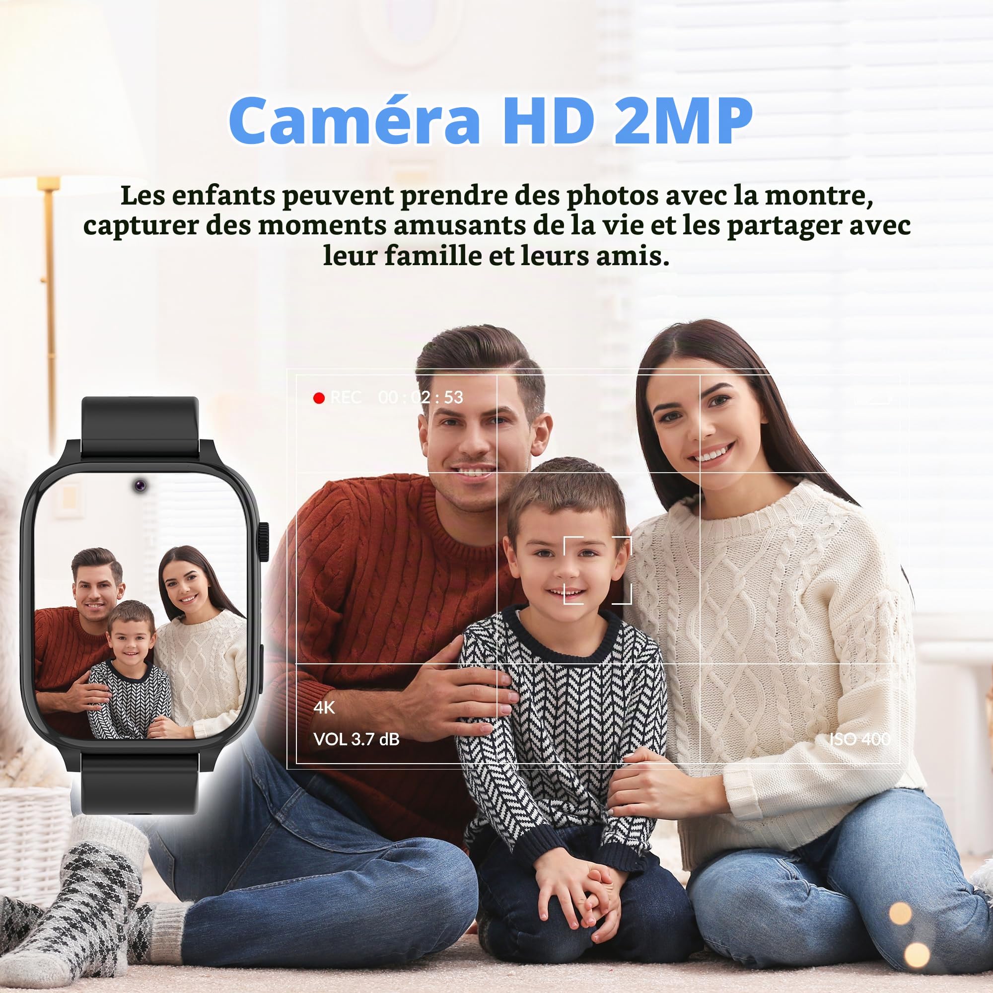 Montre Connectée Enfant 4G GPS, Appel Vidéo SOS, Cadeau Ados Garçons Filles | Chat Vidéo Voix, WiFi GPS Localisation, Mode Classe, Alarme, Jeux, 10 Contacts, Calculatrice, Calendrier, IP68 Montre Enfants