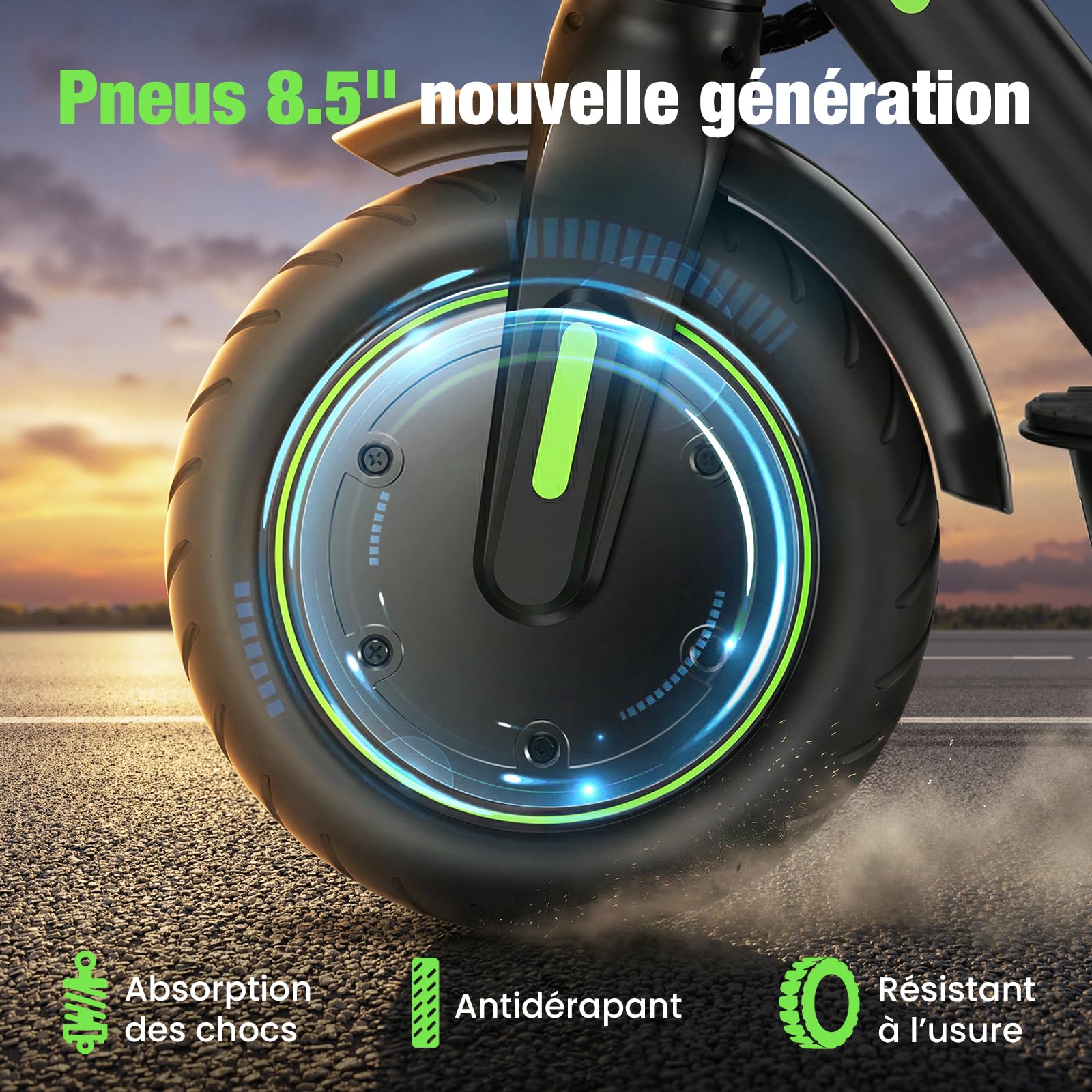 isinwheel S9Pro Trottinette Électrique Adulte,Autonomie 30 km,Electric Scooter 350W,Vitesse 6/15/25 km/h,Double Frein,Pneus 8,5" Increvables,Suspension Intégrée,Pliable
