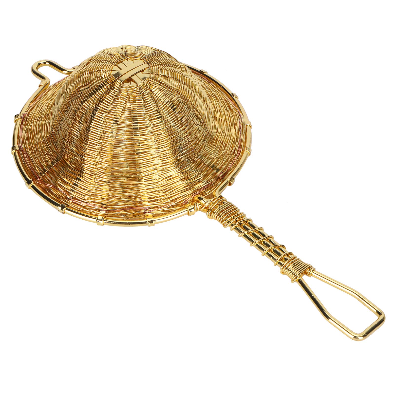 Passoire à thé en cuivre pur, filtre à thé en feuilles mobiles réutilisable, conception à mailles fines double couche tissée à la main pour une infusion optimale, forme creuse
