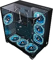 Gabinete Gamer Rise Mode Full Glass Black, Lateral Frontal e Superior em Vidro Temperado