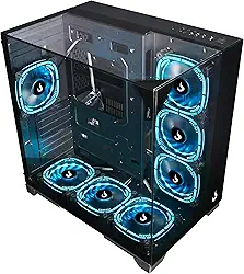 Gabinete Gamer Rise Mode Full Glass Black, Lateral Frontal e Superior em Vidro Temperado