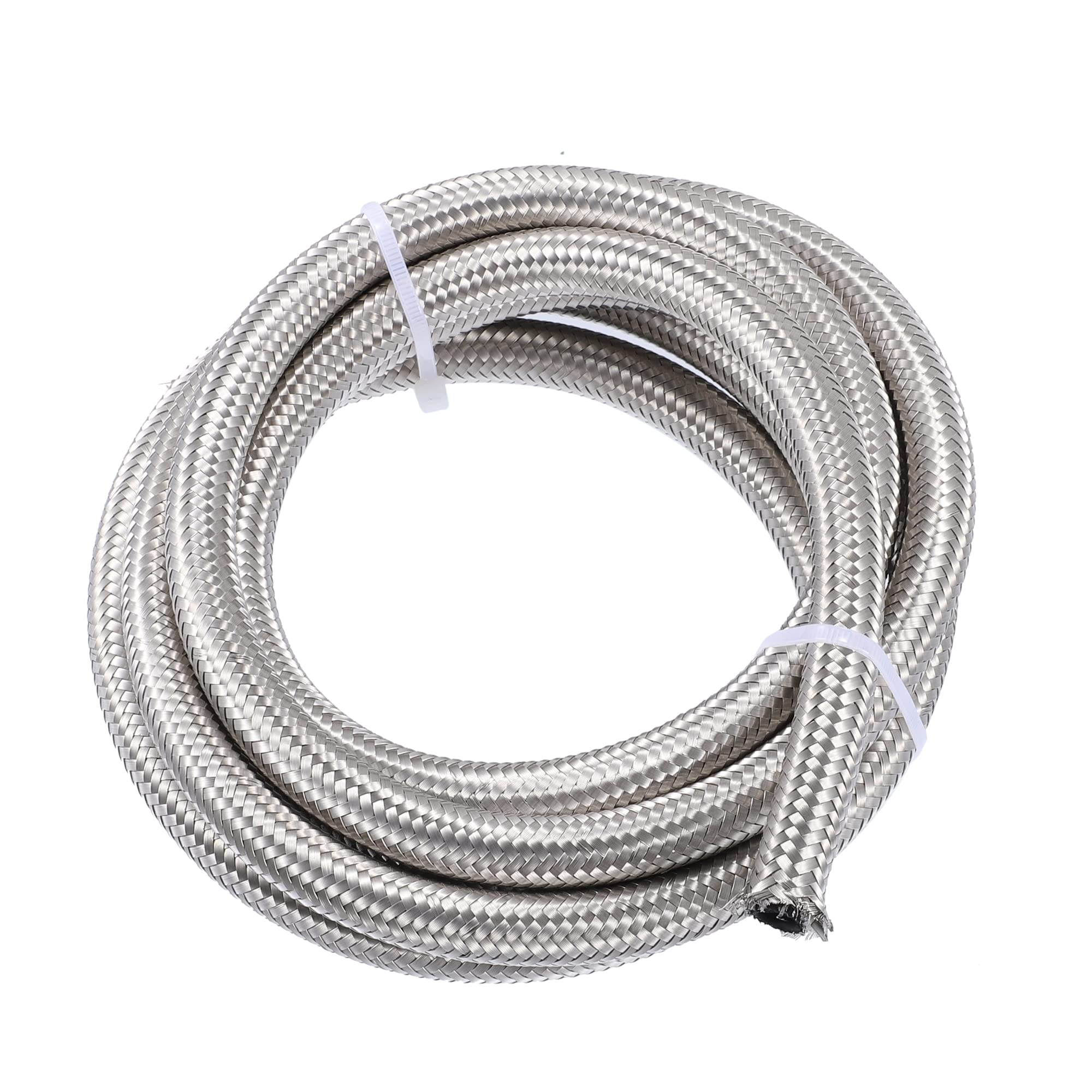 A ABSOPRO 8ft AN6 Universale Auto Intrecciato Olio Carburante Gas Linea Tubo Argento Tono