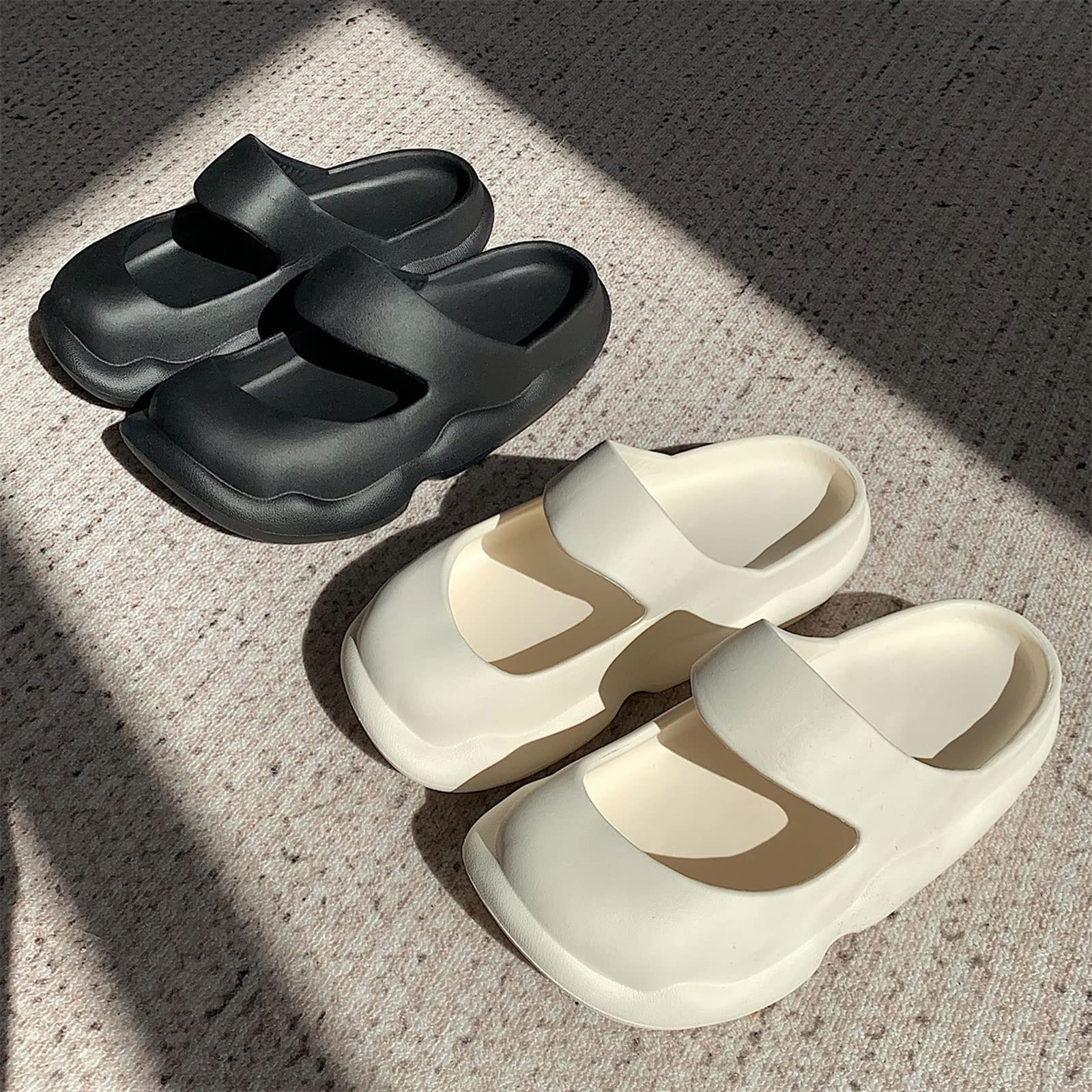 RXZCHH Sandalias para Mujer Sandalias Baotou Zapatillas Antideslizantes de Fondo Grueso para Interiores y Exteriores Desodorante Zapato de baño para el hogar y la Playa a Prueba de Humedad (Negro,