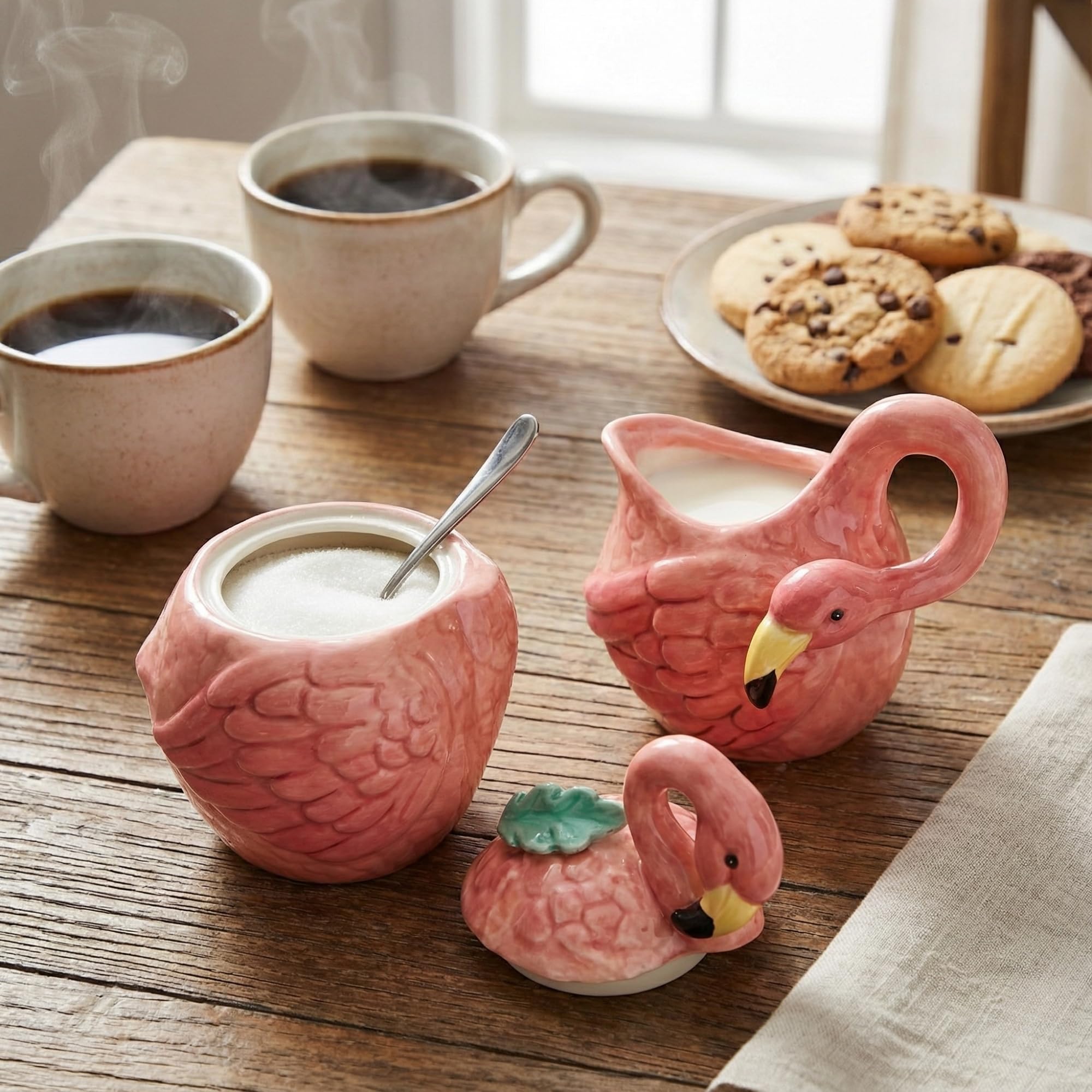 Amazon.com: Blue Sky Ceramics Summer Fun Flamingo Sugar & Creamer