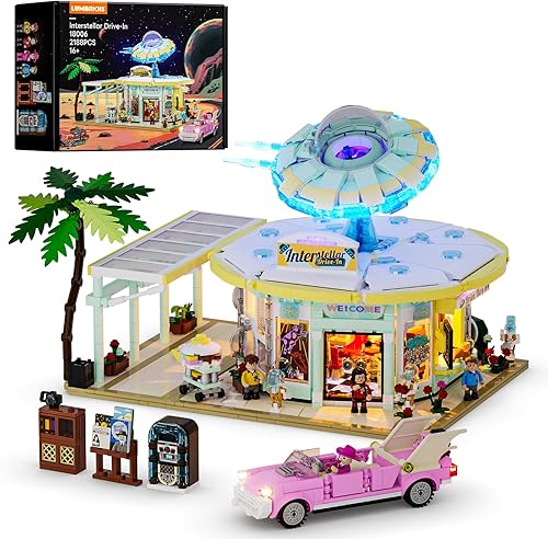 Miniatura 1 de Interstellar-Diner - Juego de 2188 piezas de iluminación para restaurante de carretera OVNI Drive-in, colección modular, luz LED, espacio de coche,