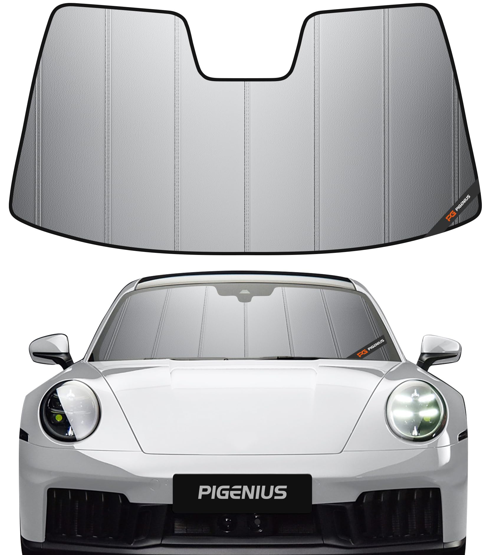 Windshield Sun Shade for Porsche 911/917 (2006-2012),Thick Front Windshield Sunshade,6 Layers Sun Shield,Accordion Fold