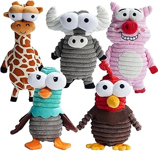 Sponsored Ad - Nocciola 5 Packs Dog Squeaky Toys, 5 Funny Strange Squeak Sounds for Different Animals, Durable Stuffed Plu...