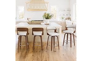 White 26" Counter Height Faux Leather Swivel Bar Stools with Backs