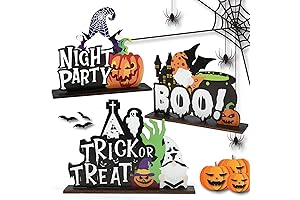 KESOTE Halloween Table Decorations: Festive Wooden Signs for Spooky Soirees