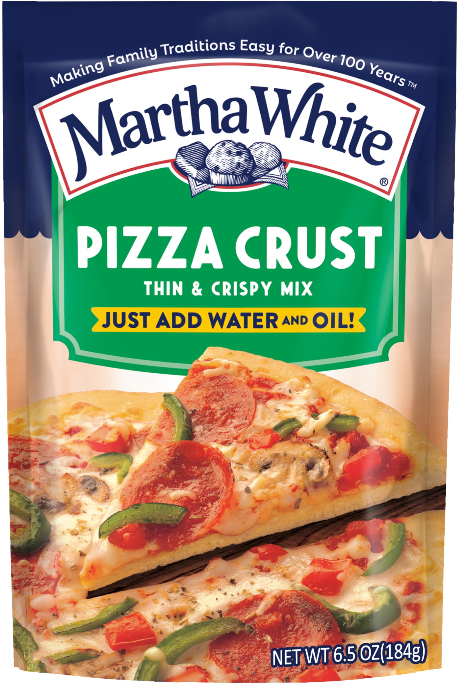 Martha WhitePizza Crust, Thin & Crispy Mix, 6.5 Ounce (Pack of 6)