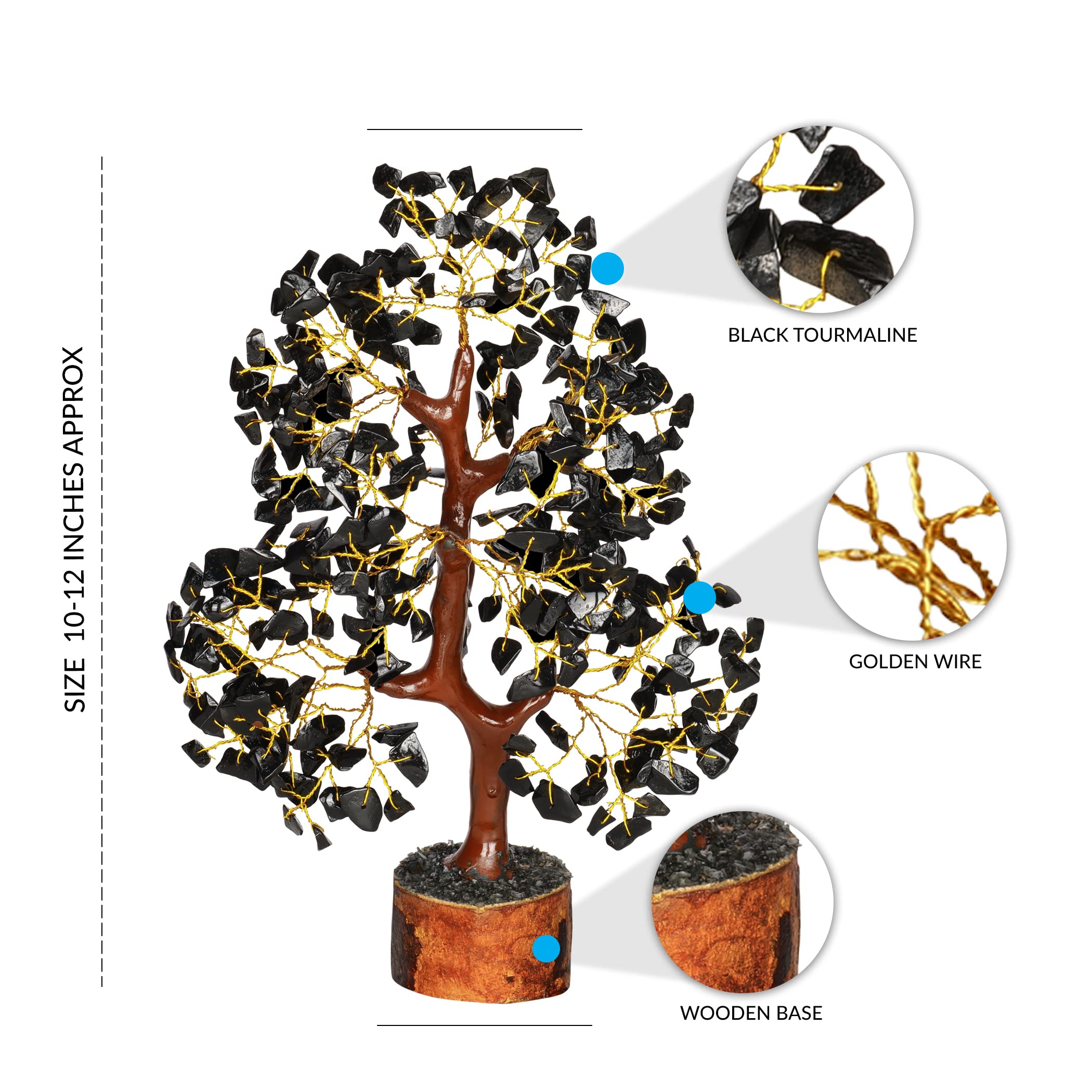 PYOR Black Tourmaline Stone Tree, Feng Shui Crystal, Office Desk Decor, Crystal Gifts, 10 in - 12 in - Image 3