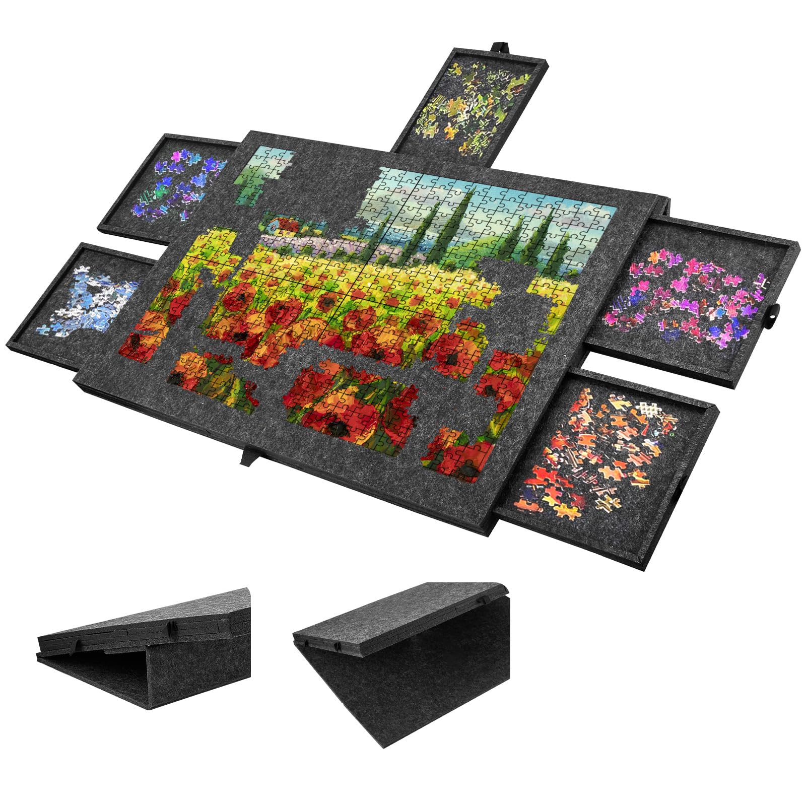 Tilting Jigsaw Puzzle Board,2 in 1 Puzzle Boards and Storage with Stand & Cover,Jigsaw Board for 1000 pieces with 6 Drawers,Puzzle Table with Lightweight Design for Adults & Kids