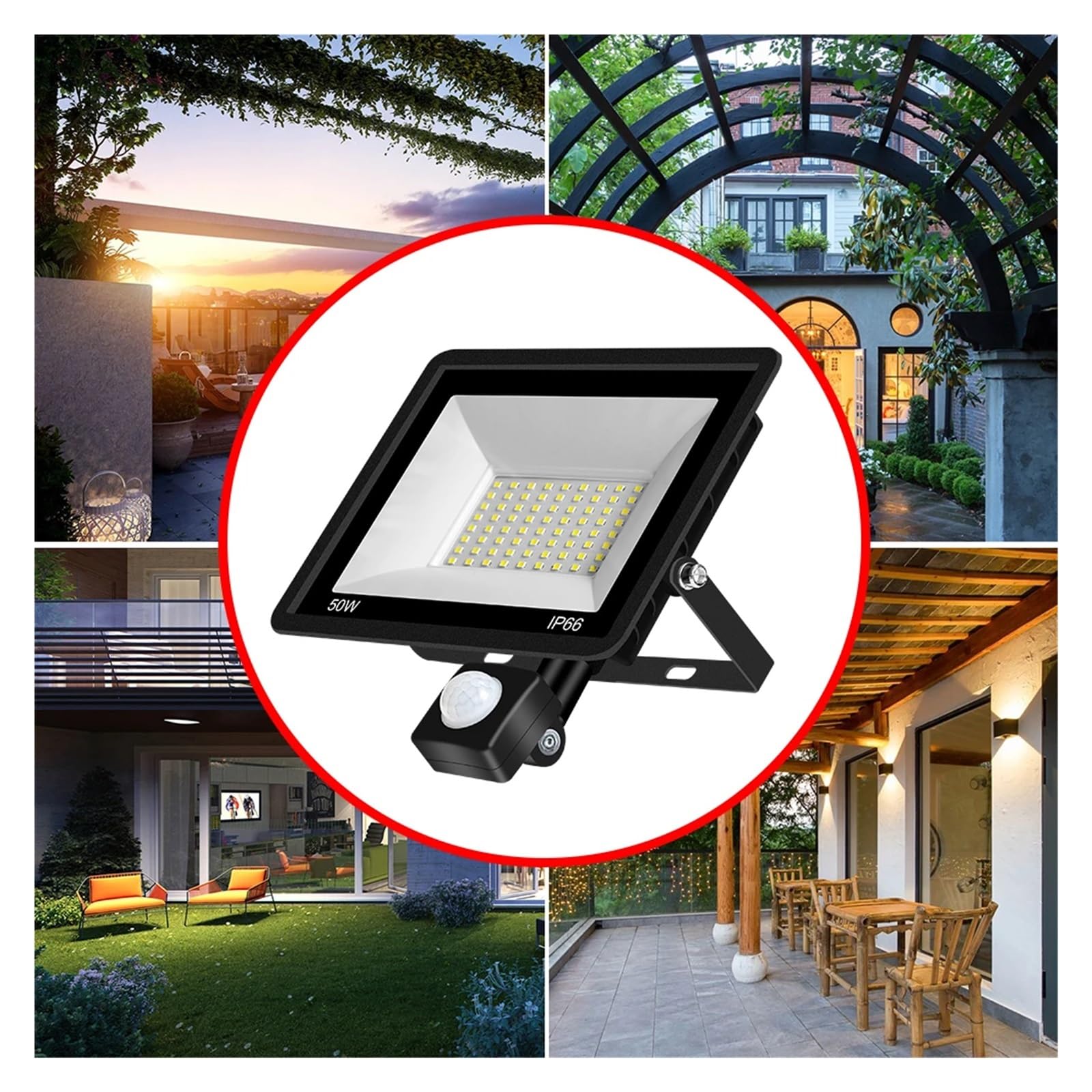 Reflektor LED Lampa Uliczna Led PIR Czujnik Ruchu Zewnętrzny Garaż Zewnętrzna Kinkiet Garaż ogrodowy(100W)