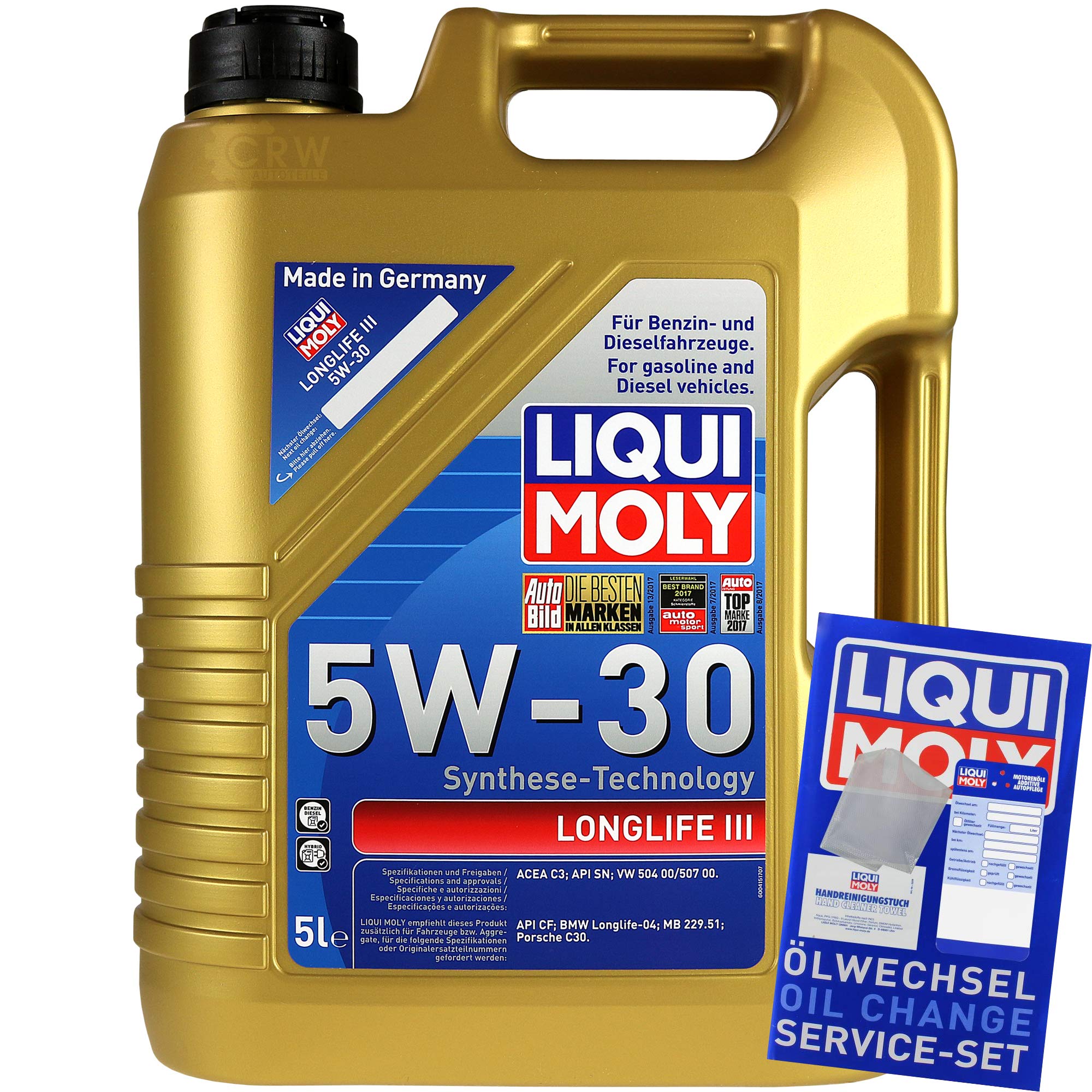 QR-PARTS 69367410 - Juego de filtros de 5 litros de aceite de motor Liqui Moly Longlife III 5W-30 MANN-FILTER para cabina