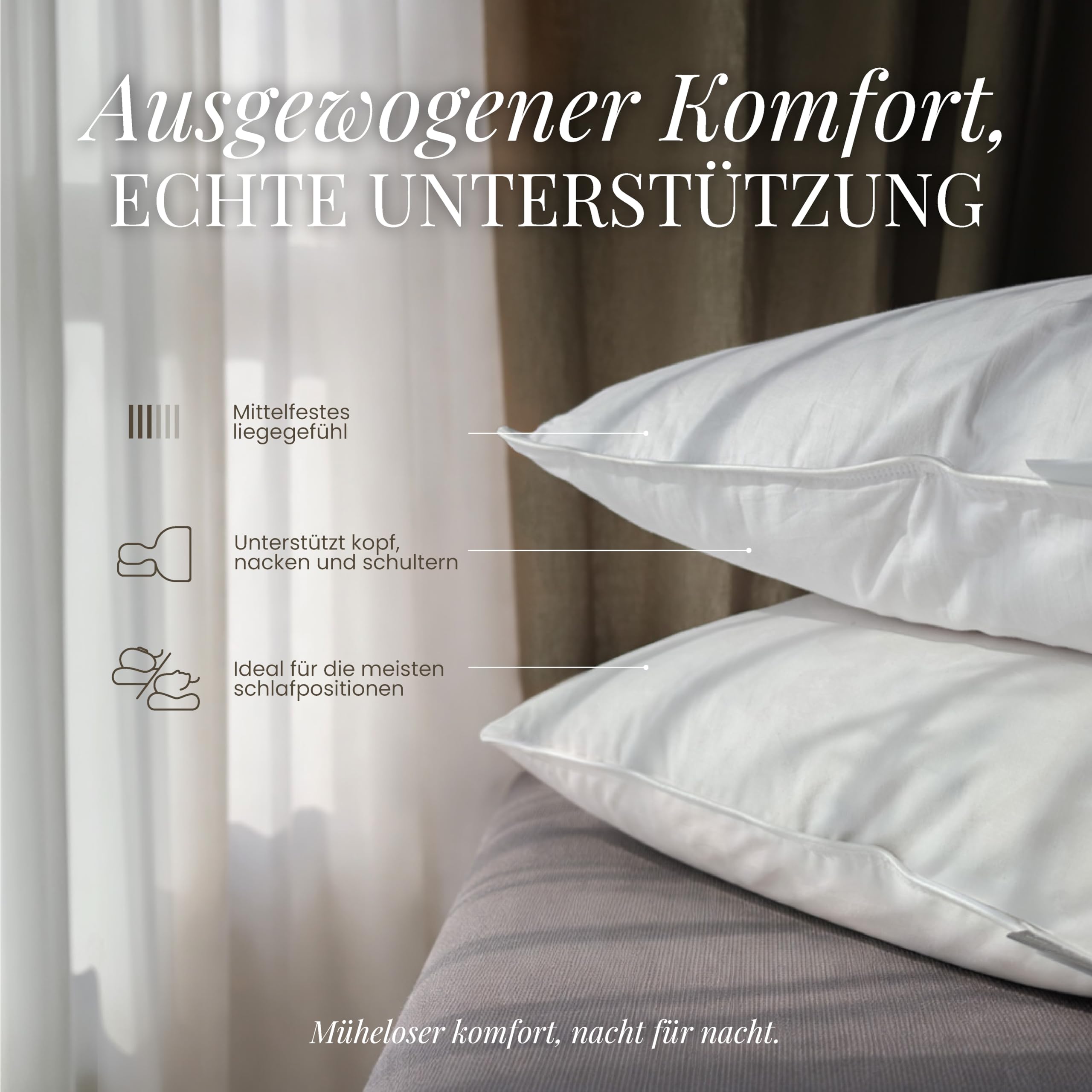 FAM' Home Federkopfkissen 50x70 cm – Federkissen mit 100% Entenfedern | NATÜRLICHER KOMFORT: 100% Entenfedern für Stützkraft, atmungsaktiver Bezug, bei 30°C waschbar & Öko-Tex zertifiziert.