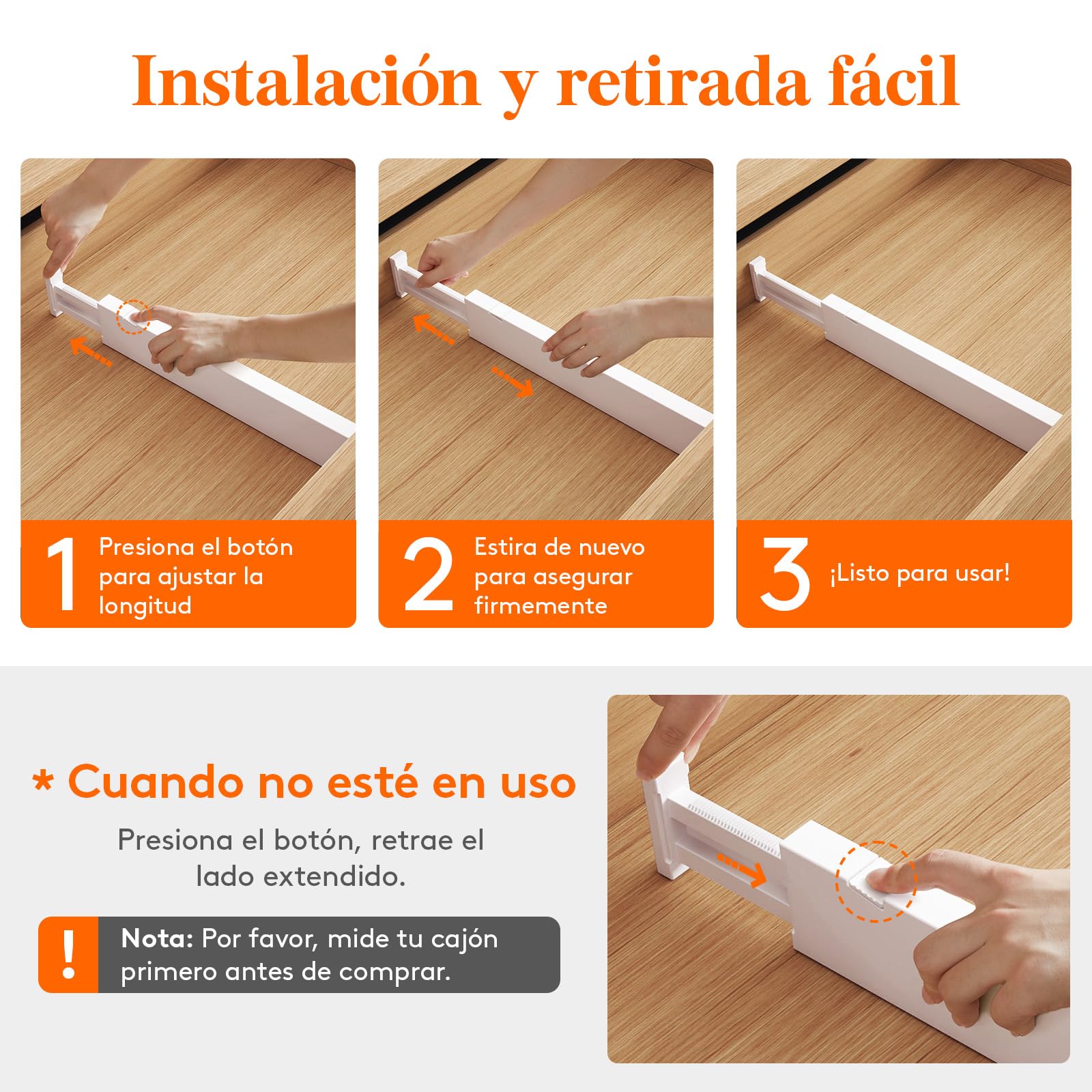 Lifewit Divisores de Cajones 28-40cm Ajustable Altura 6cm Organizador Armario Blanco 5 Paquetes