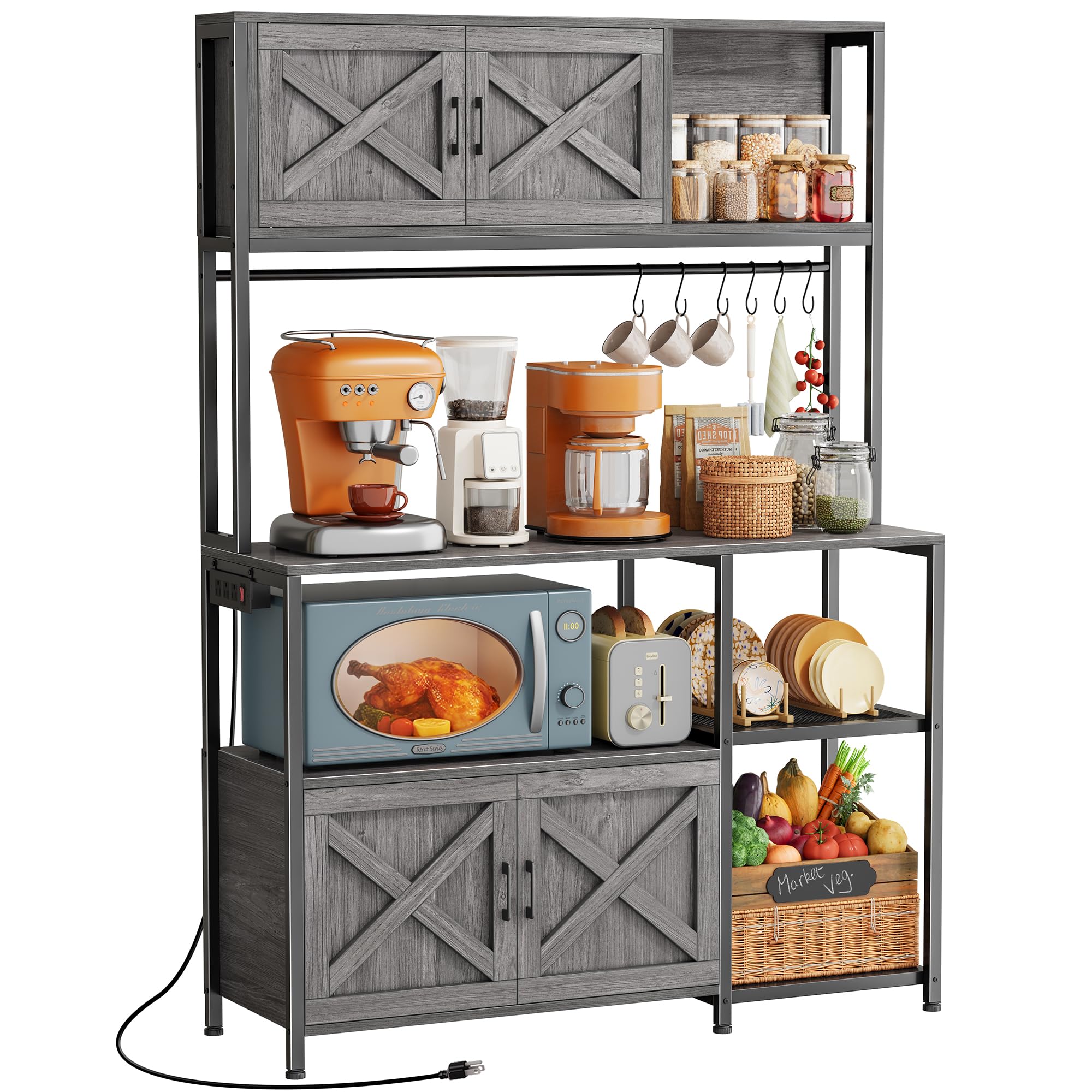 Huuger Large Bakers Rack with Power Outlet