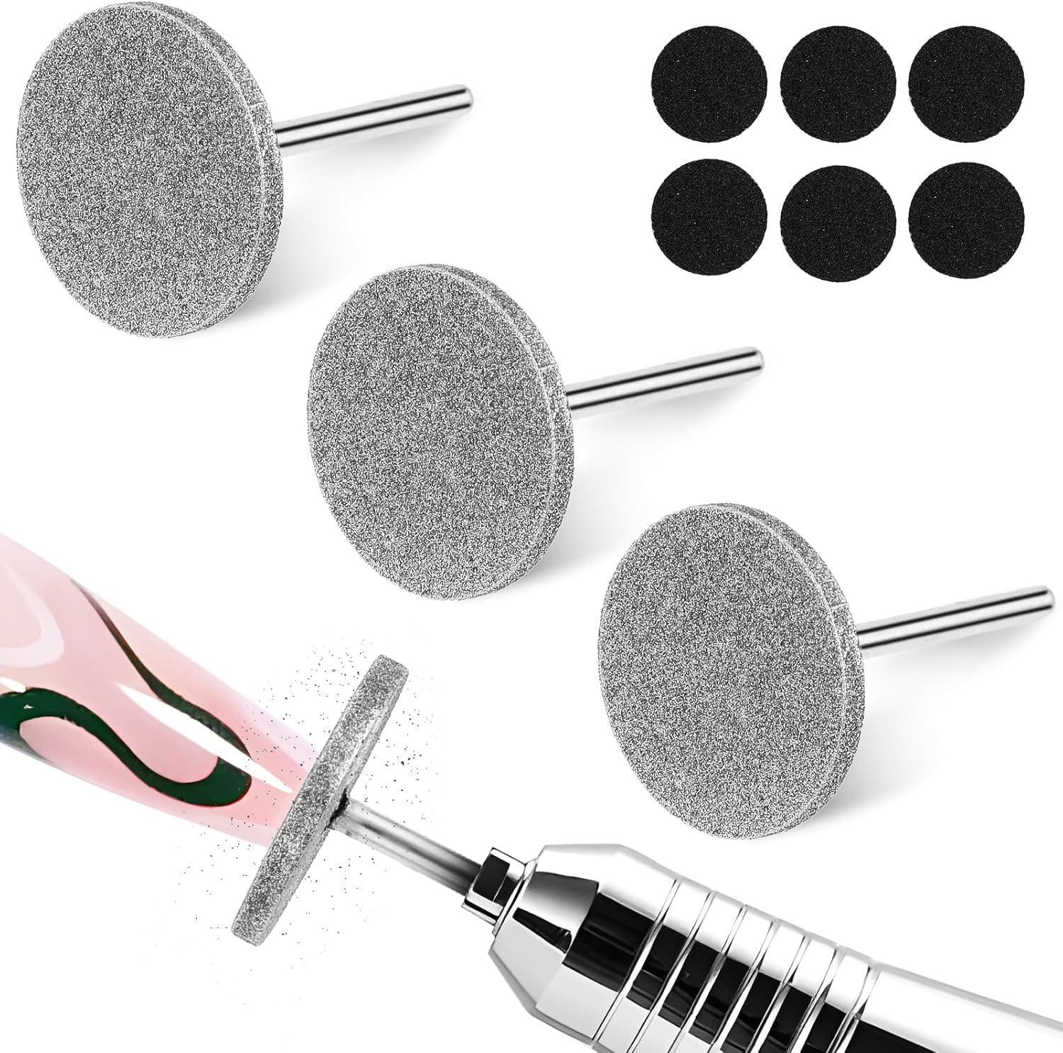 Jeffdad 3 Pcs Disc Nail Bits for Nail Drill, Electric Foot File Drills, Pedicure Drill for Feet, Foot Remover Tool (107 Numbers)