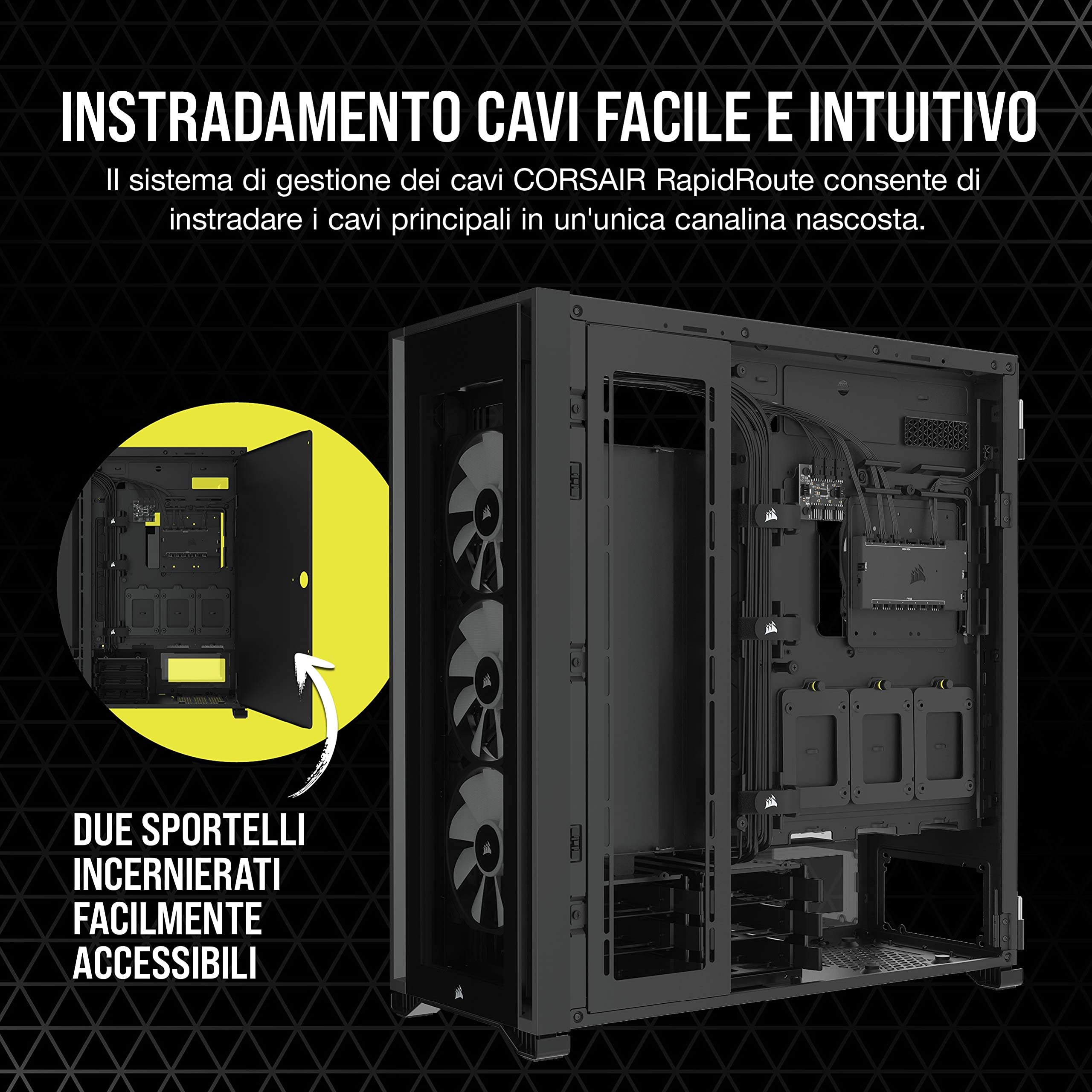 Corsair iCUE 7000X RGB Case per PC Intelligente ATX Full-Tower, Tre Pannelli in Vetro Temperato, Quattro Ventole RGB da 140 mm Incluse, Generoso Spazio Interno, Nero