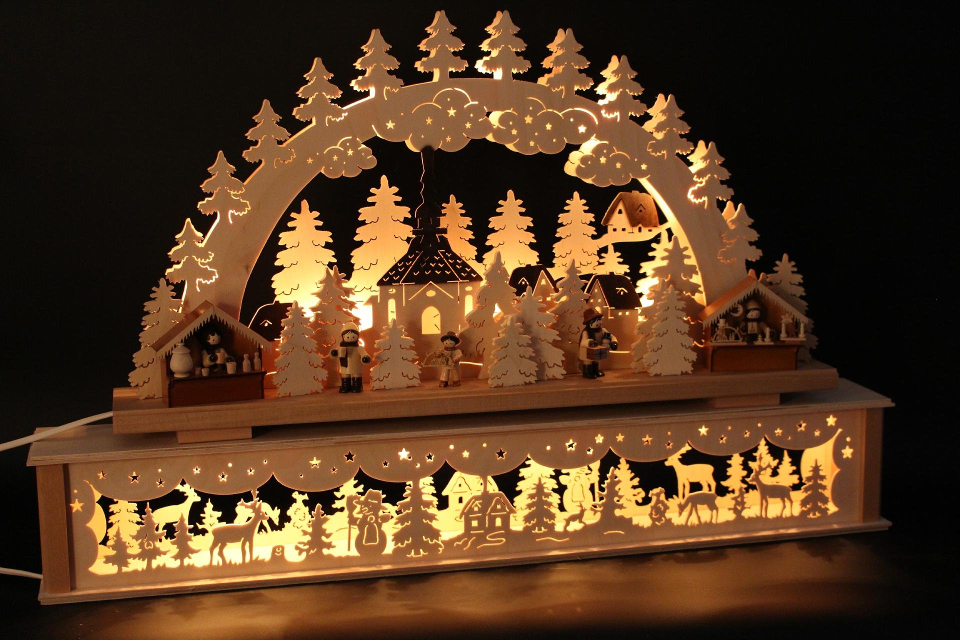 Original Erzgebirgischer Schwibbogen Lichterbogen FREIE Auswahl (Motiv4: 72x45cm (BxH))