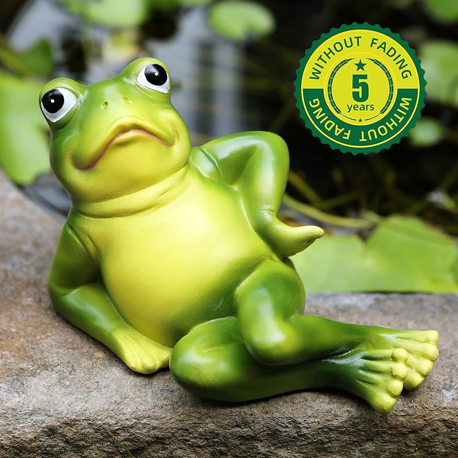Frog Figurine Garden Decor Set of 3, Funny Lazy Frog Garden Statues Yard Decoration Outdoor Holiday Decorations, Unique Yart Art Outdoor Lawn Ornament for Outside Pond Pool Patio Front Porch Backyard - view 2