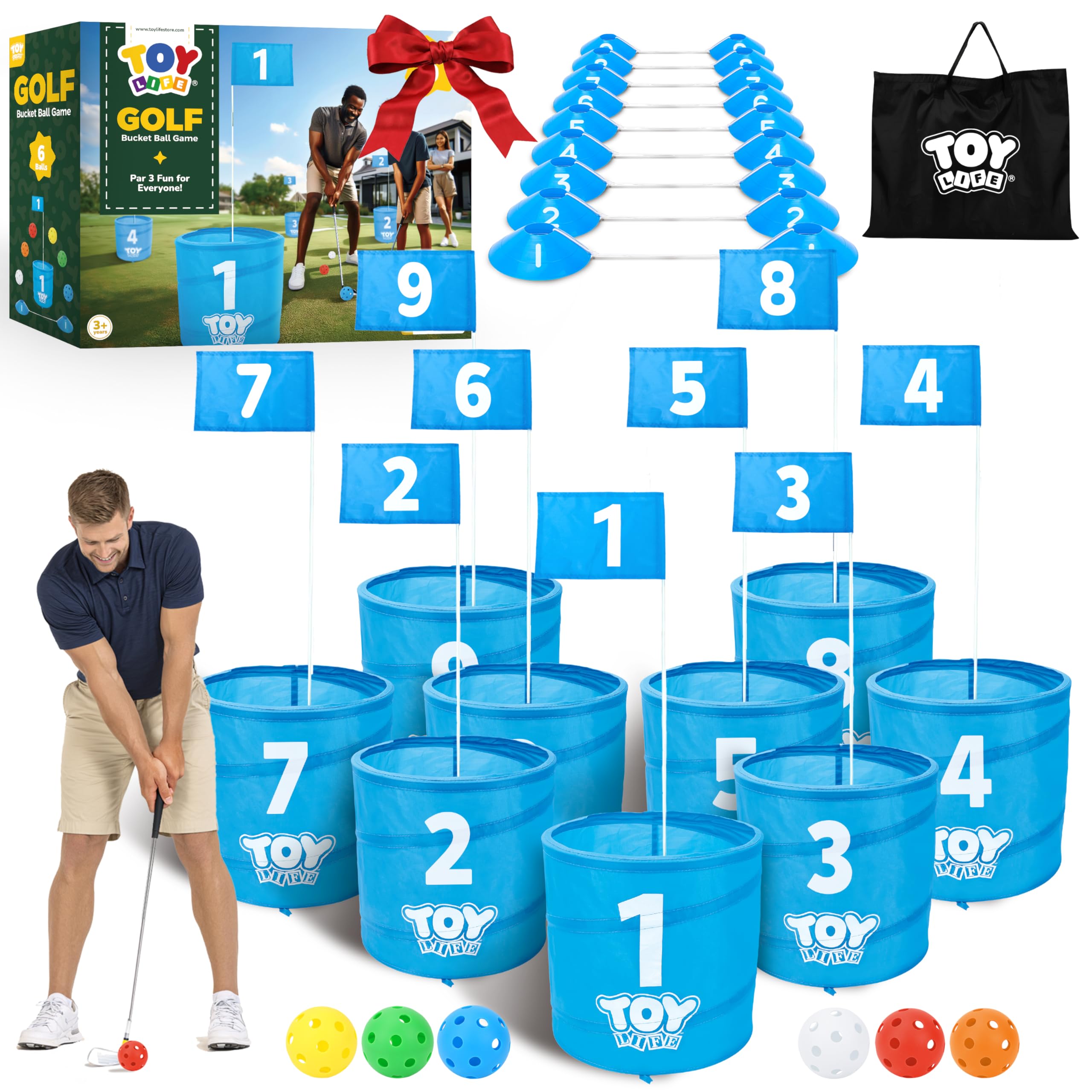 Sponsored Ad - TOY Life Golf Game Set, 9 Holes Backyard Golf Bucket Game for Adults Family Kids, with Balls and Flag, Outdoor Indoor Backyard Practice Game for Beach, Yard, Camping and Lawn