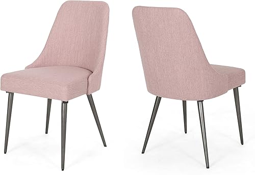 Christopher Knight Home Dawn - Sillas de comedor de tela modernas (juego de 2), color rubor claro