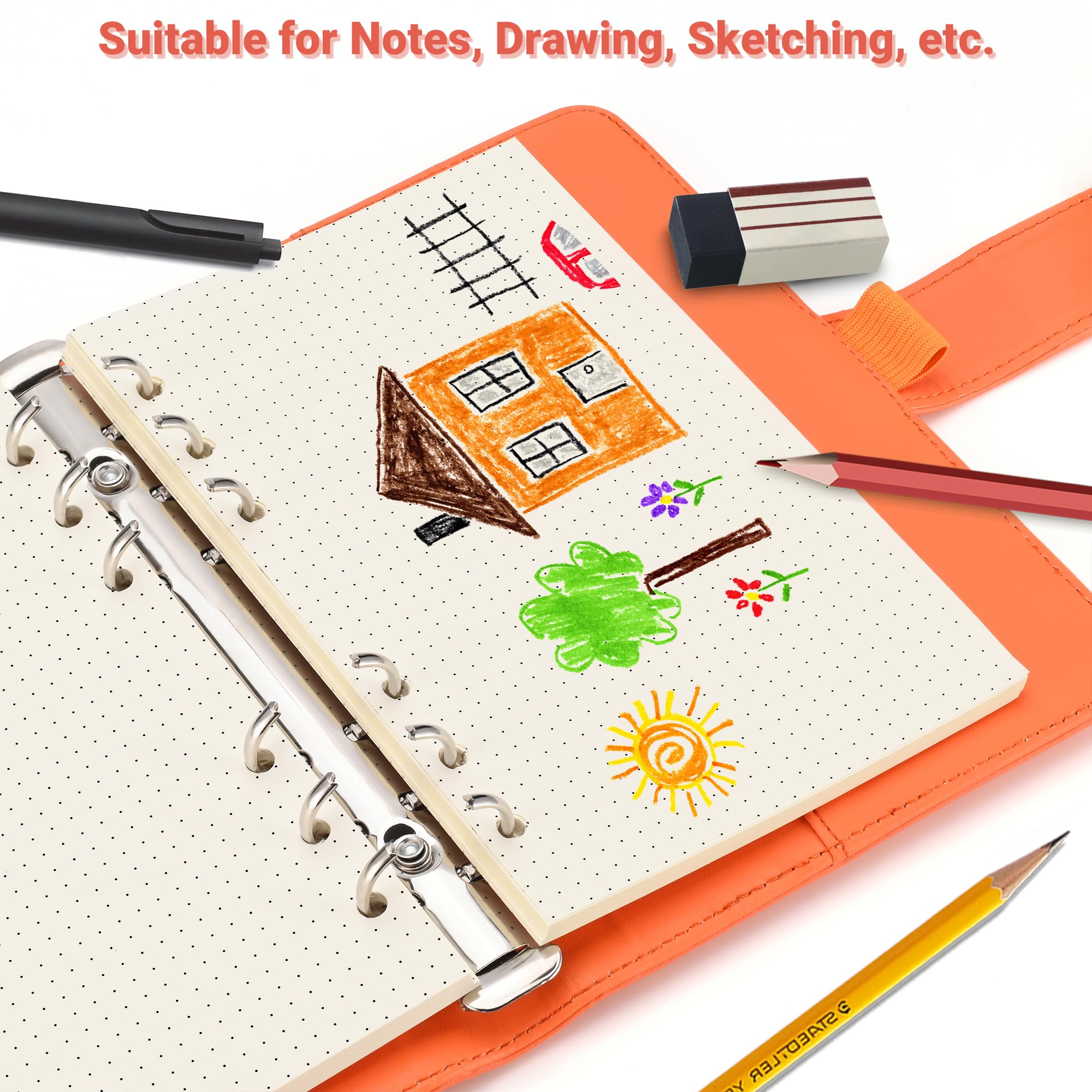 Papier A6 6 trous 100 GSM lignage pointillé 80 feuilles lot de 2 paquets