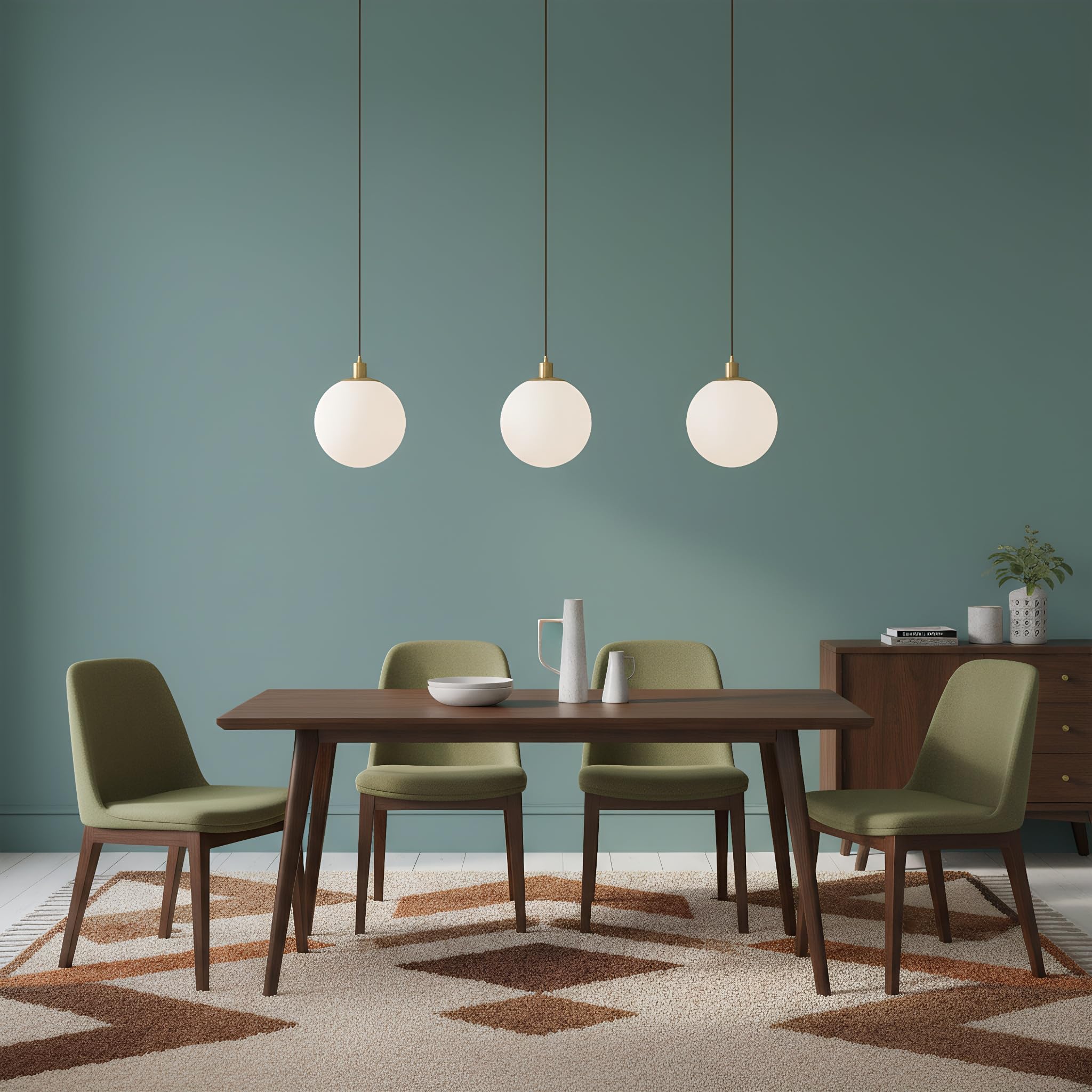 Luz de Suspensión de Bola de Cristal Blanca Moderna, Iluminación de Lámpara de Colgante con Montajes de Latón, Luz Colgante de Techo Para Cocina de Salón Dormitorio (20CM)