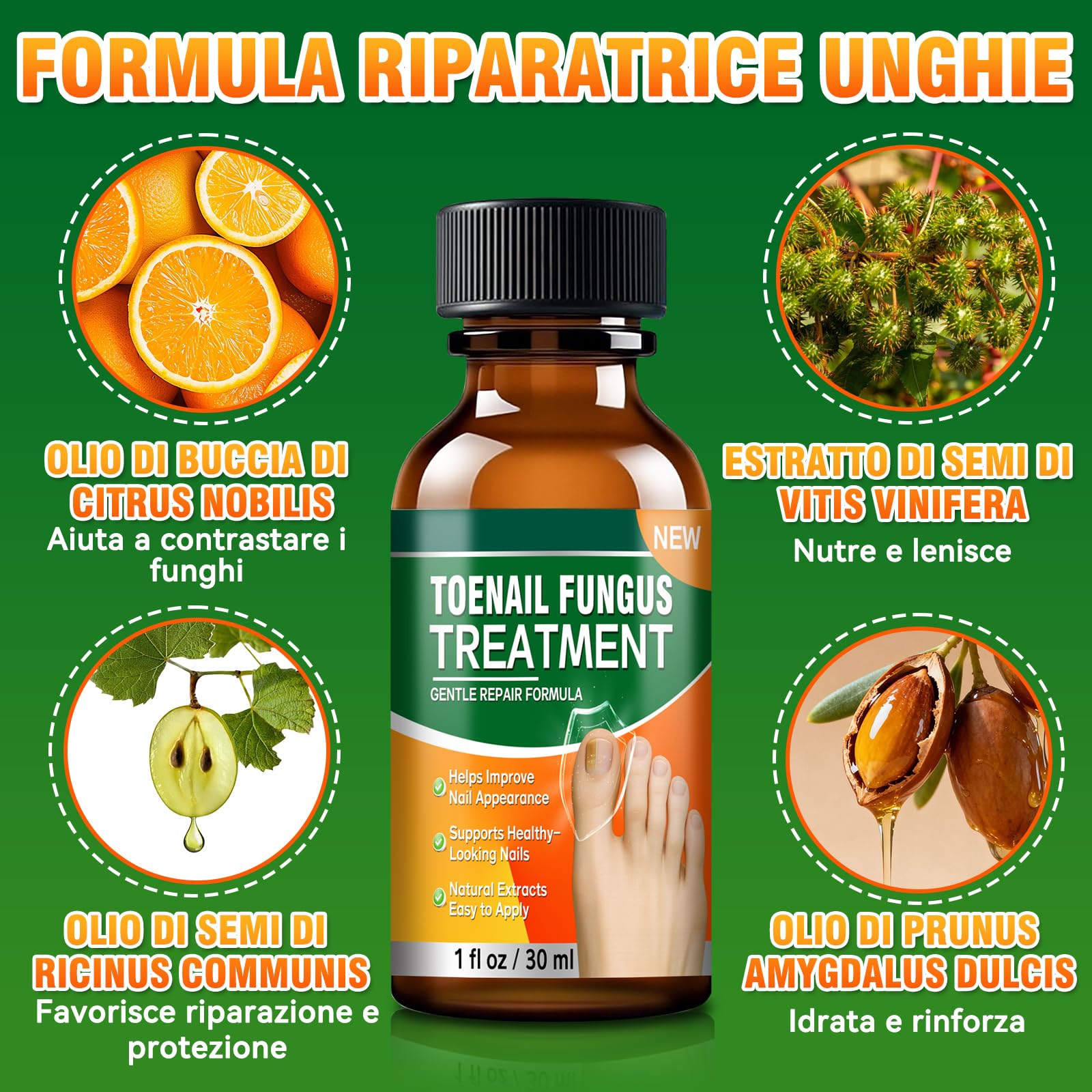 Micosi Unghie Piede Trattamento, Trattamento Funghi Unghie Piedi, Antimicotico Unghie Piedi Liquido, Migliora Unghie Spesse, Fragili, Rotte e Scolorite, Trattamento Rigenerante per Crescita Unghie