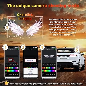 Qeeanmo Devil Eyes Light for Cars, 15"x4" Programmable Flex LED Sign, Led Eyes for Car Windshield with APP Control and Remote Controller