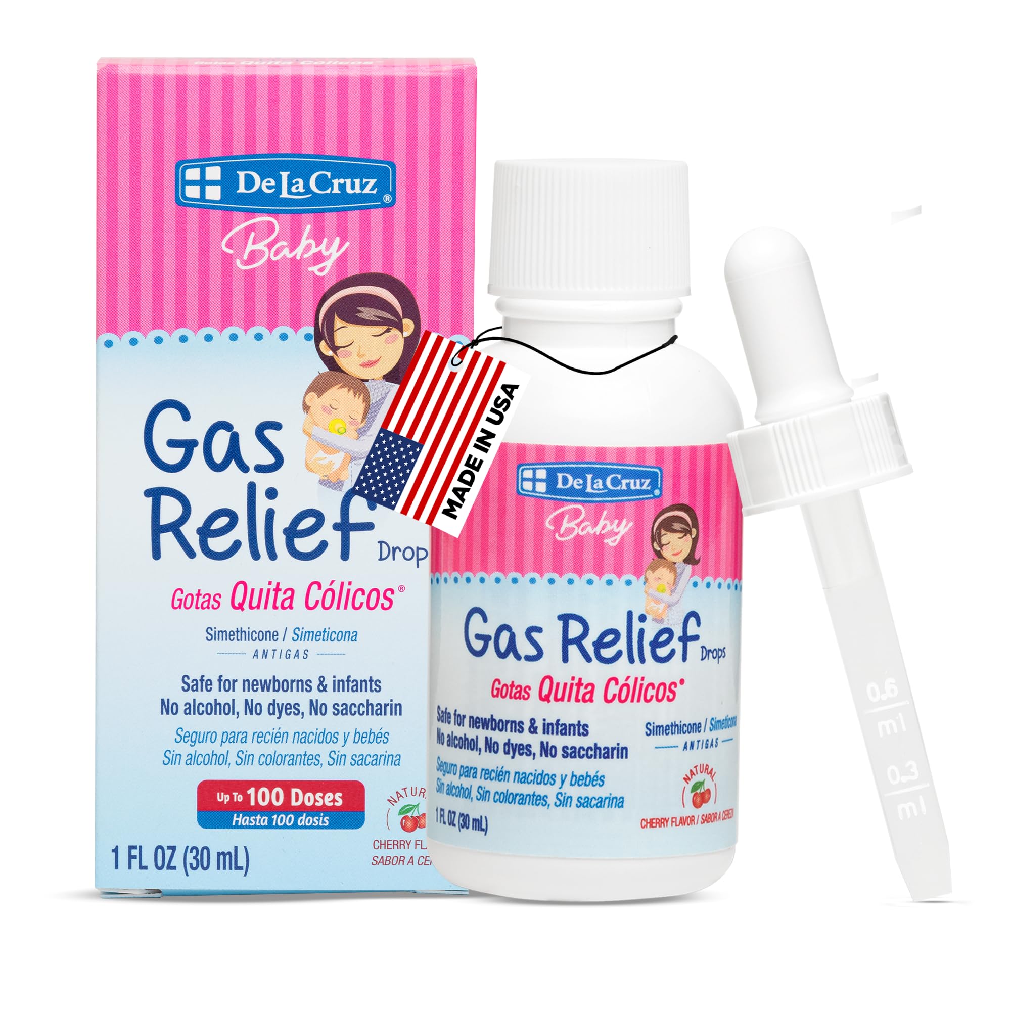 De La Cruz Gas Drops for Babies - Quita Clicos Infant Gas Relief Drops with Simethicone - Safe Colic Drops for Newborns 1 FL. OZ. (30 mL)
