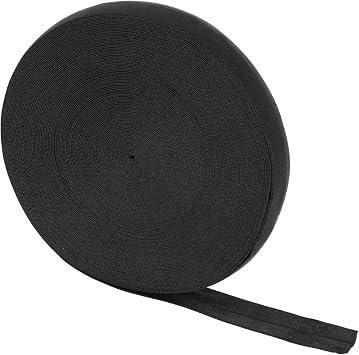 Wide Elastic Ribbon Band 25 Yard 1 Solid Color Sewing Fold Over Elastic Stretch Ribbon Elastic Band for Sewing Fold Over Elastic 1 Inch Cotton Tape Trim for Sewing Waistband Hair TiesBlack