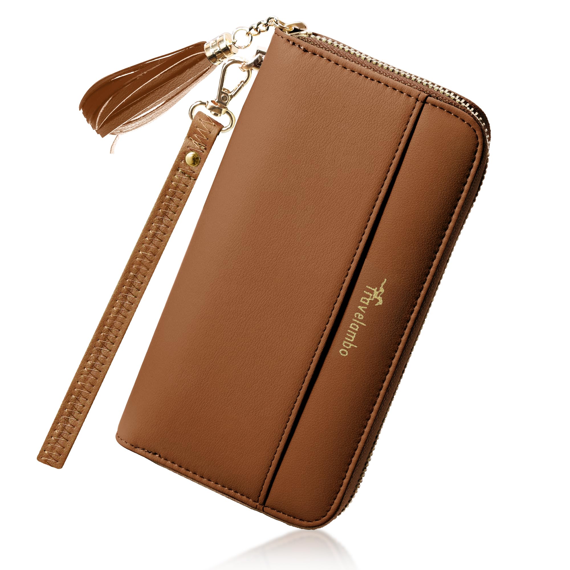 Travelambo Womens Wallet Tassel Bifold Ladies Cluth Wristlet Wrist strap Long Purse