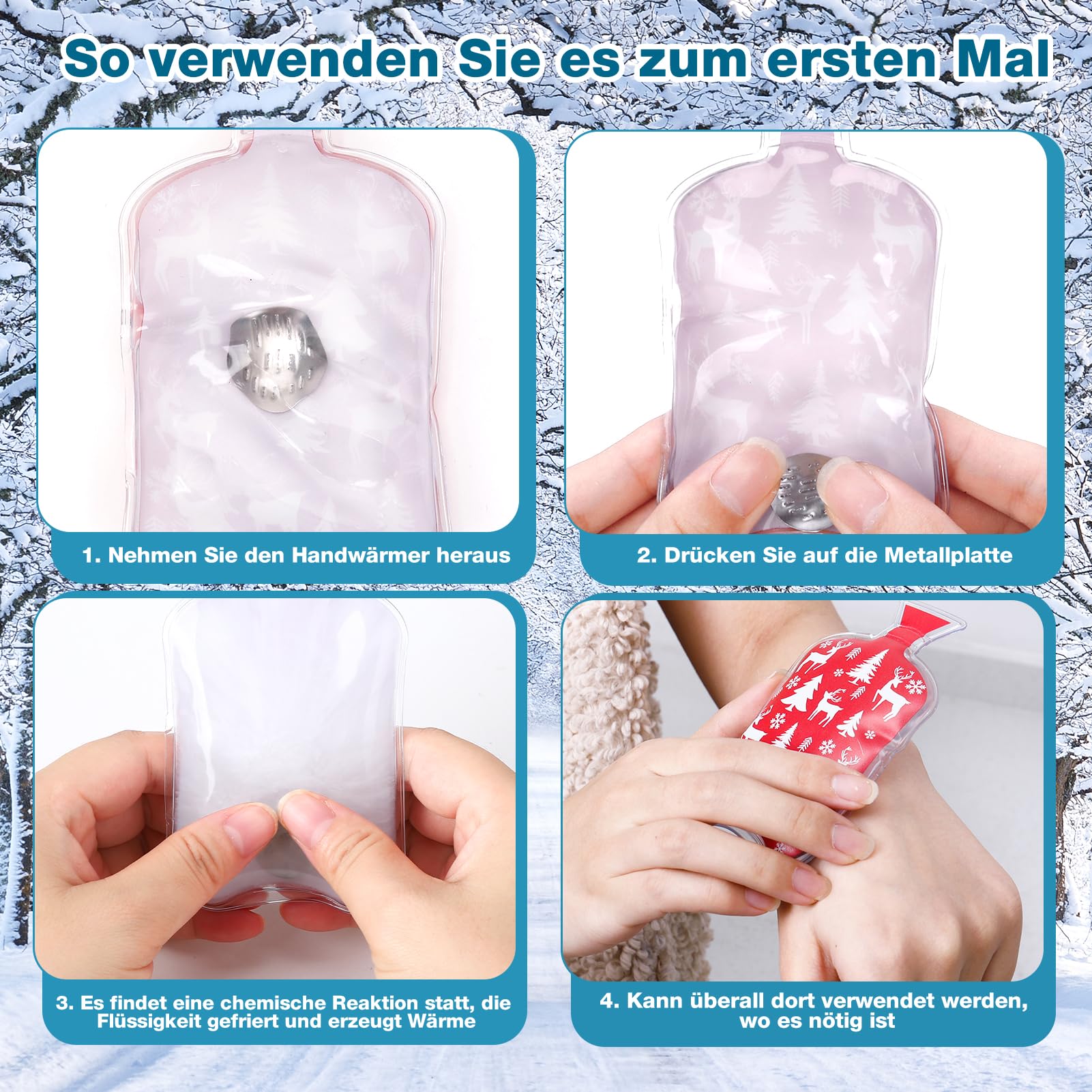 Set di 9 scaldamani riutilizzabili, immediatamente attivato, di lunga durata, scaldamani, piccoli cuscinetti termici per viaggi, ufficio, casa, scuola