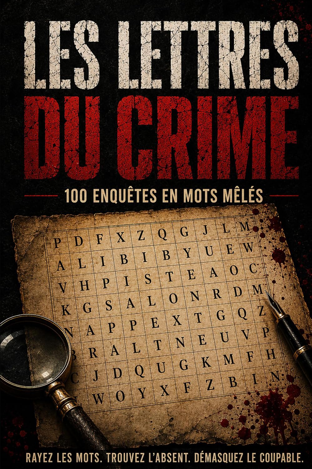 Les Lettres du Crime: 100 enquêtes en mots mêlés policiers à résoudre : Trouvez le mot absent, reconstituez les indices et démasquez le coupable