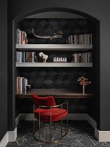 Miniatura 3 de Guvana Papel tapiz geométrico 3D para despegar y pegar, moderno, extraíble, hexagonal, autoadhesivo, para dormitorio y sala de estar, 16.14 x 78.7