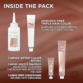 LOreal Paris Excellence Universal Nudes Permanent Hair Color, Ammonia Free Hair Dye for Gray Hair Coverage, 4NR Natural Dark Red, 1 Hair Dye Kit