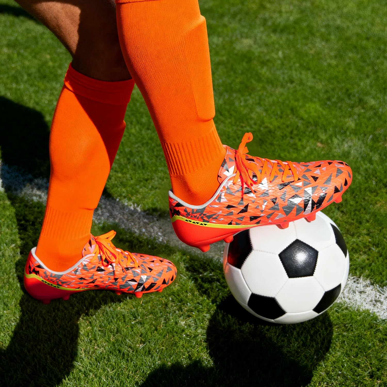 DREAM PAIRS Men's Soccer Cleats Adult Football Shoes Lace-Up Firm Groud Athletic Outdoor Trainning Soccer Shoes