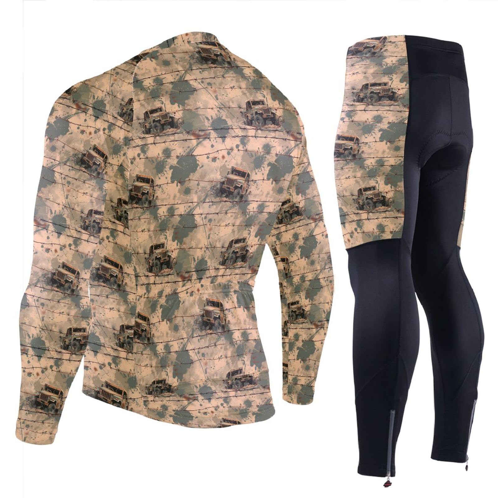 Herren-Radtrikot mit Taschen, schnelltrocknend, langärmelig, 3D-gepolstert