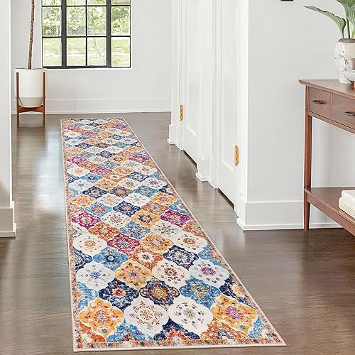 Miniatura 13 de KILOCOCO Alfombra marroquí supersuave de 2 x 3 pies, alfombra de entrada para interiores, vintage, lavable, antideslizante, alfombra de lana Beige