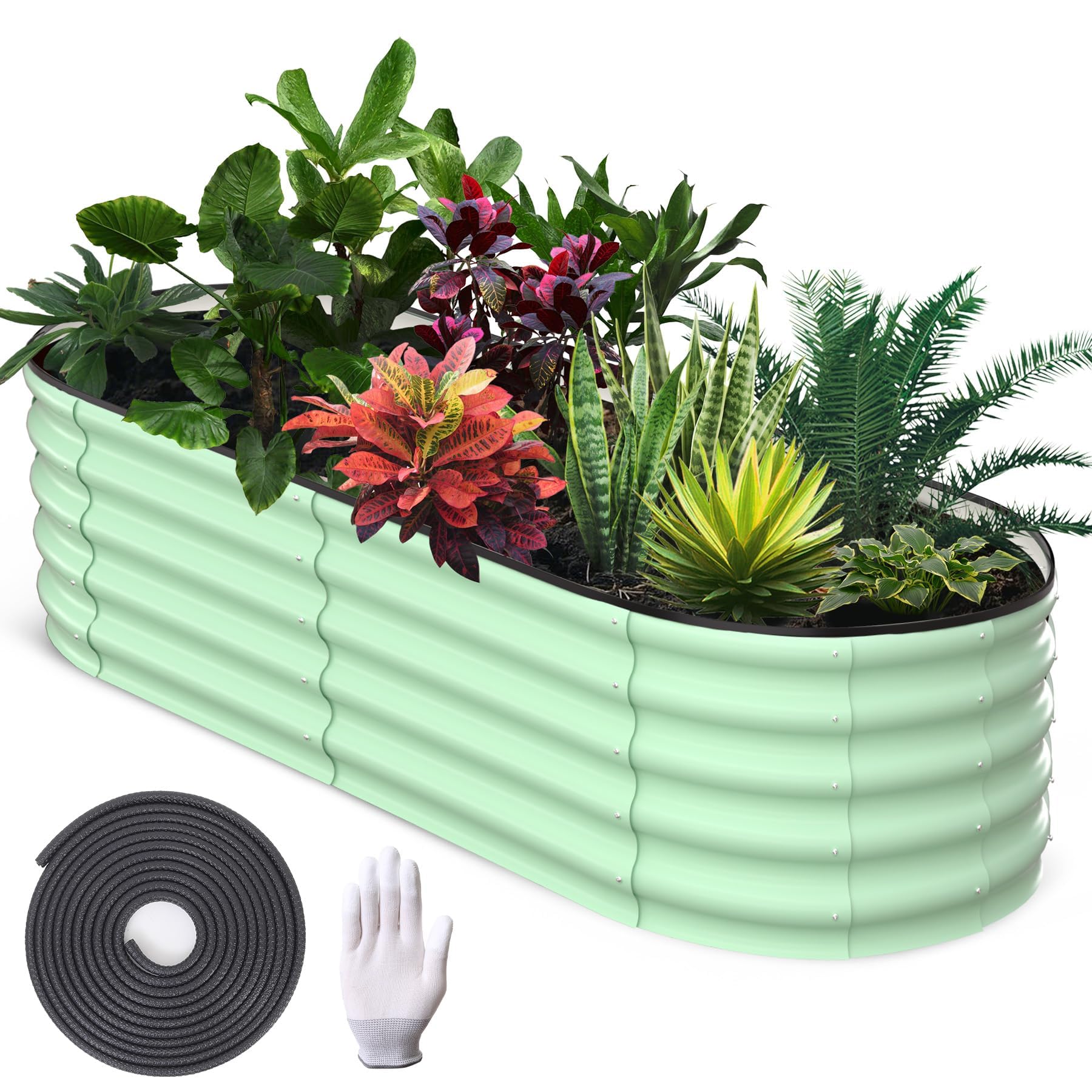 AffinityFurn Galvanized Raised Garden Bed, 183 x 91 x 45cm Outdoor Raised Planters, Planter Garden Boxes Outdoor, Bottomless Galvanised Steel Planter Box for Plants Flowers Herbs Vegetables