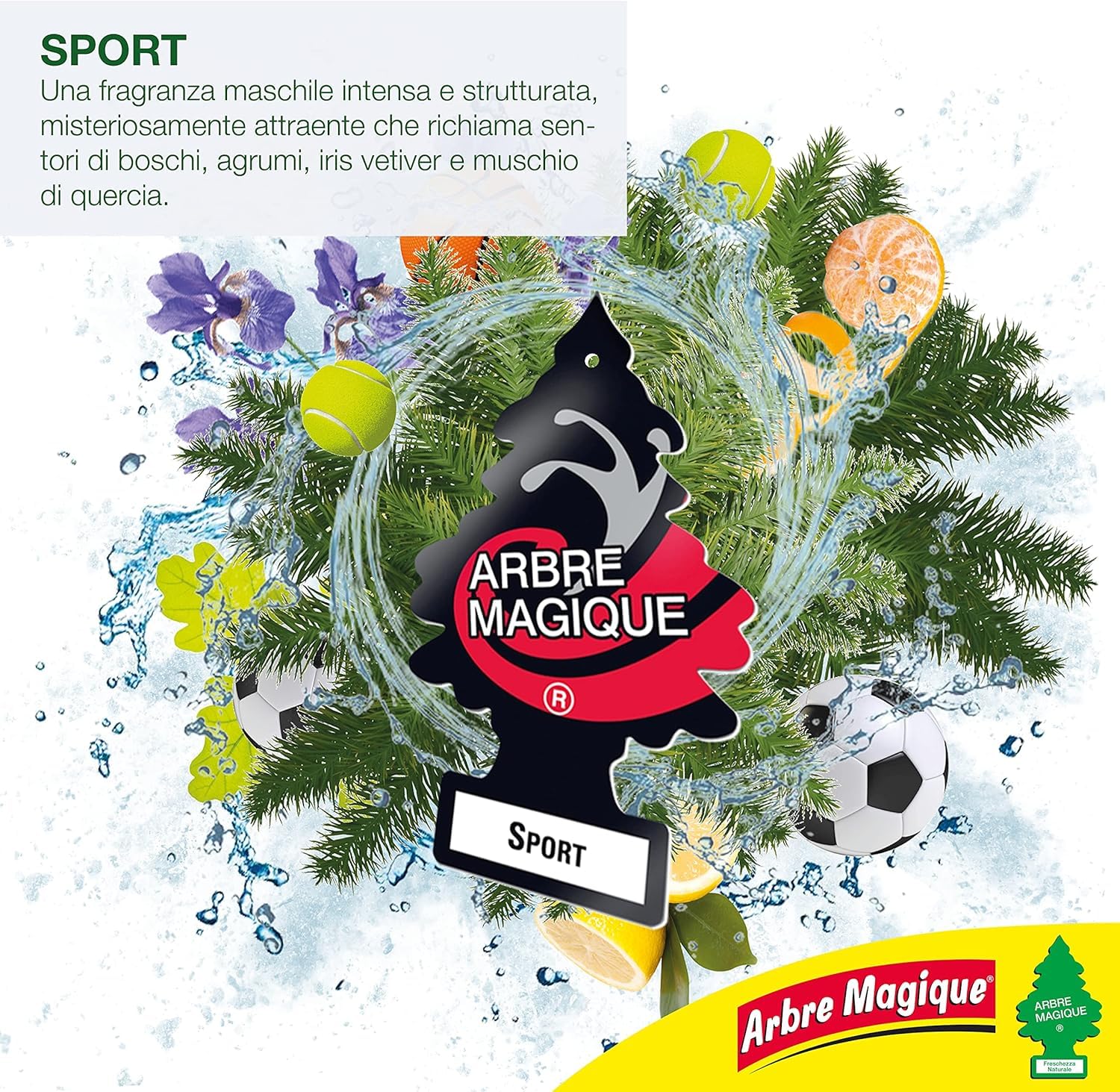 Arbre Magique, Profumatore Auto, Fragranza Sport, Profumazione Intensa e Strutturata, Durata fino a 7 Settimane, Made in Italy, Formato Multipack da 3 Pezzi