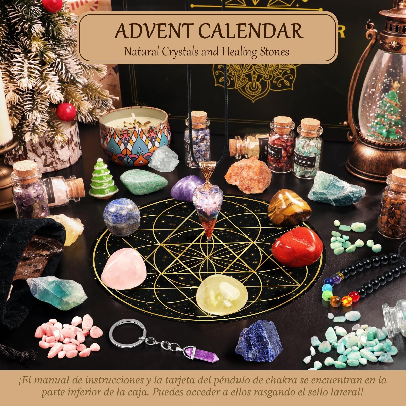 Calendario Adviento 2026 Minerales Piedras Preciosas Cristales Naturales 24 Días Navidad