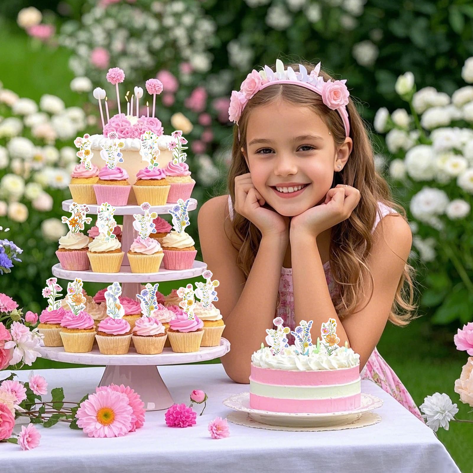 36-Piece Wildflower Birthday Party Decorations Set – Floral Party Supplies, Assorted Pieces - View #4