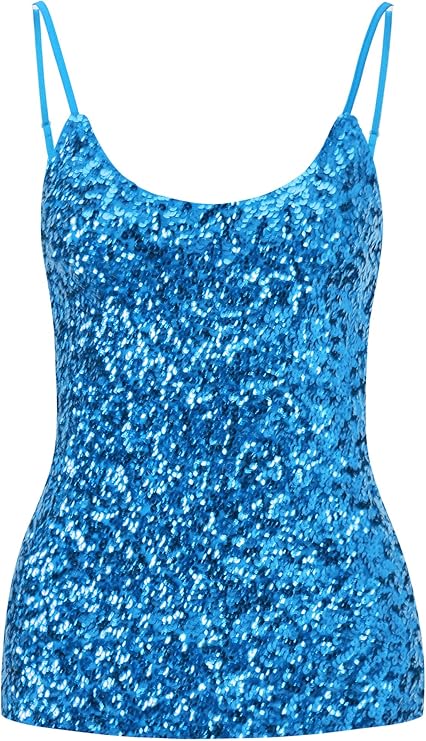 sparkly blue tank top with sequins for Elsa costume for adults DIY