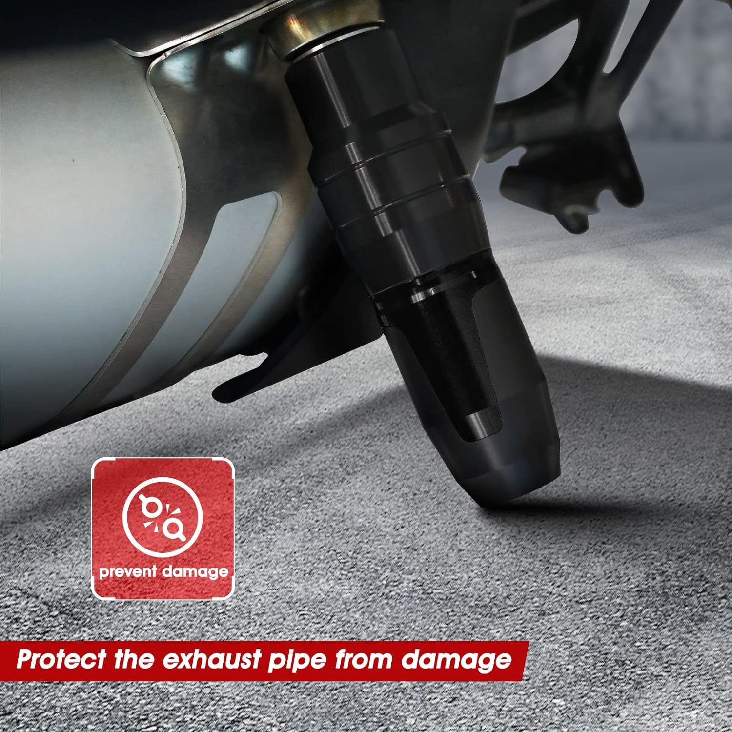 Universal Motorcycle Anti Falling Exhaust Pipe Protection Bar CNC Aluminum Frame Sliders For GSXR 125 250 300 600 750 1000 CBR 500 125 250 300R 400RR 450SR 600RR 600F 900RR 954RR Black